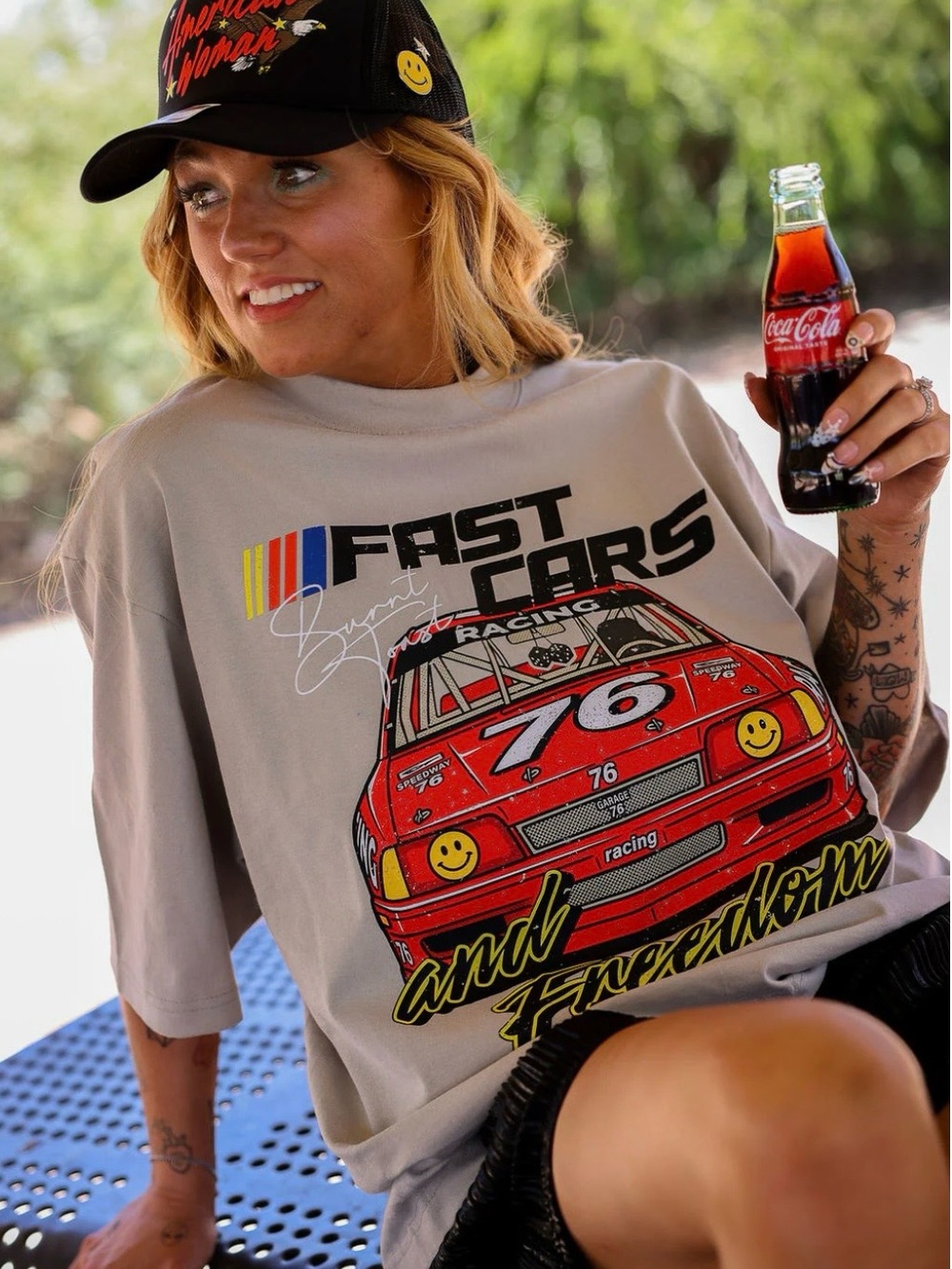 Burnt Toast Fast Cars + Freedom Graphic Tee 2x